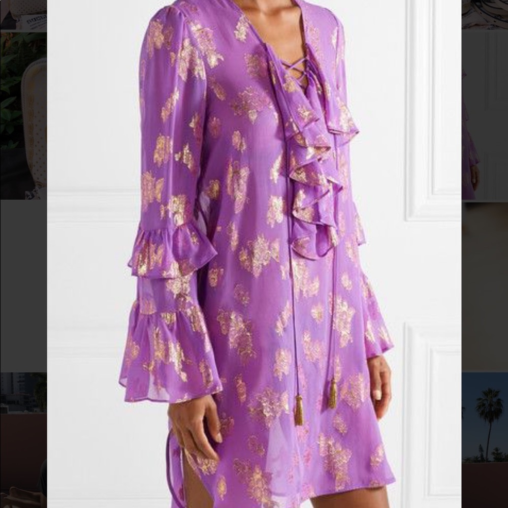 DUNDAS Silk fuchsia and gold tunic NWT